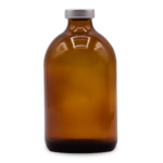 Sterile Empty Vials - Closed Top, Flurotec® 100CC, 20MM, Amber - Silver Cap 25/pk